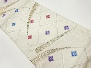 佐賀錦花菱に紗綾形模様織出し袋帯